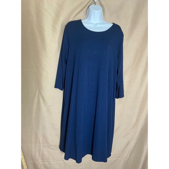 J. Jill Dresses & Skirts - J. Jill Wearever Knit Dress Womens XL Navy Blue Excellent 3/4 Sleeve A-Line